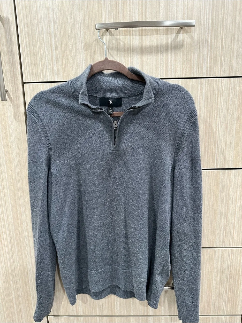 Banana Republic Gray Zip Mock-Collar Sweater